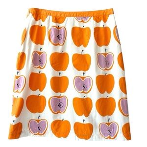 Boden Apple Skirt Orange Purple White Fruit Tailored A-Line Zipper Lavender 6L